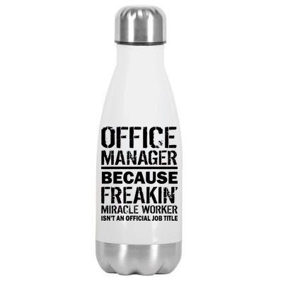 Office Manager Miracle Worker Job Title Stainless Steel Insulated Water Bottle