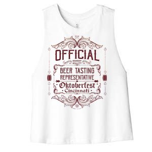 Official Cincinnati Oktoberfest Beer Tasting Representative Women's Racerback Cropped Tank