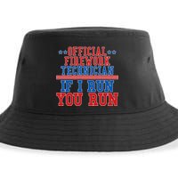 Official Firework Technician If I Run You Run 4th of July Sustainable Bucket Hat