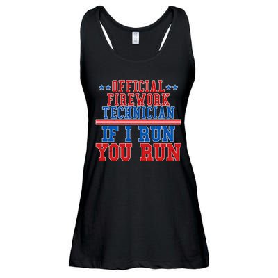 Official Firework Technician If I Run You Run 4th of July Ladies Essential Flowy Tank