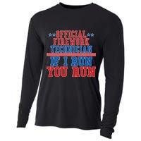 Official Firework Technician If I Run You Run 4th of July Cooling Performance Long Sleeve Crew