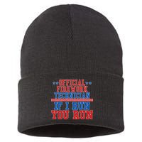 Official Firework Technician If I Run You Run 4th of July Sustainable Knit Beanie