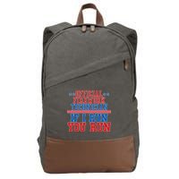 Official Firework Technician If I Run You Run 4th of July Cotton Canvas Backpack