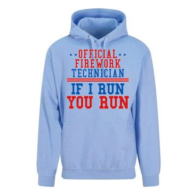 Official Firework Technician If I Run You Run 4th of July Unisex Surf Hoodie