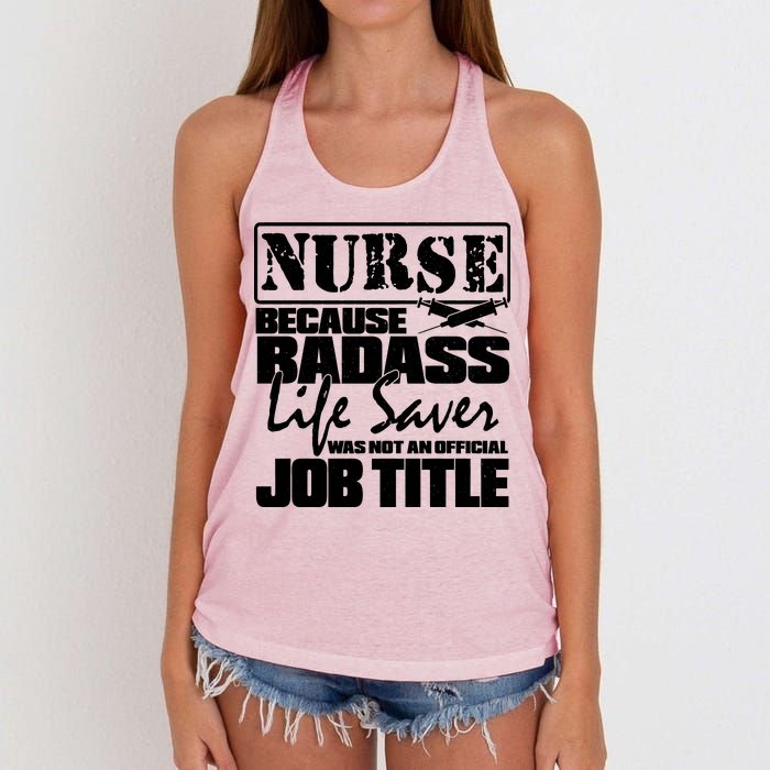 Official Job Title Nurse Bad Ass Life Saver Women's Knotted Racerback Tank