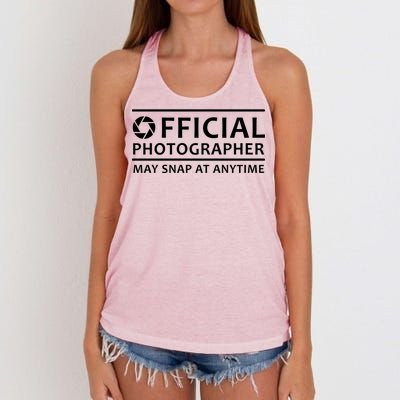 Official Photographer May Snap At Anytime Women's Knotted Racerback Tank