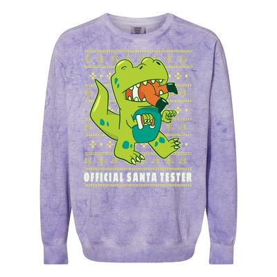 Official Santa Tester Dino Ugly Christmas Colorblast Crewneck Sweatshirt