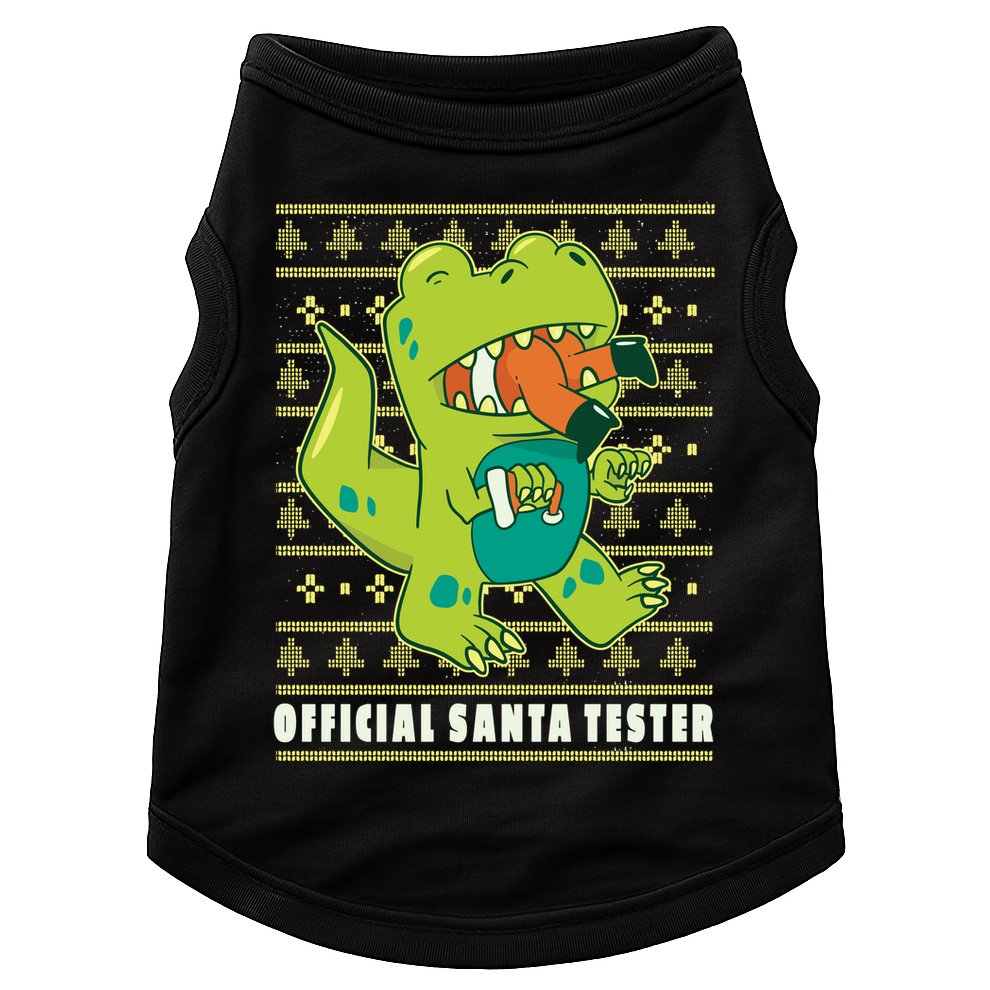 Official Santa Tester Dino Ugly Christmas Doggie Tank