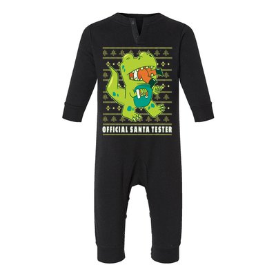 Official Santa Tester Dino Ugly Christmas Infant Fleece One Piece