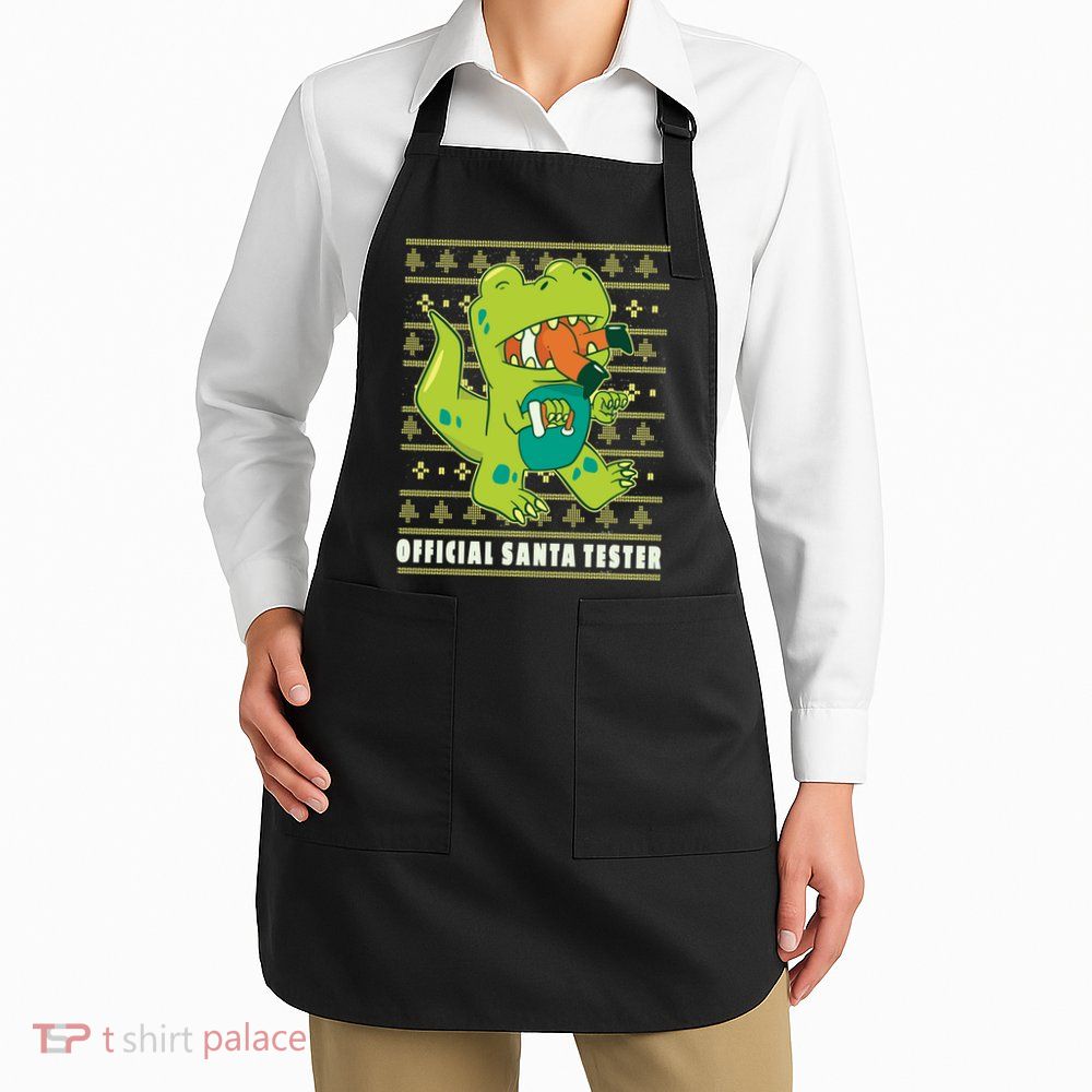 Official Santa Tester Dino Ugly Christmas Apron
