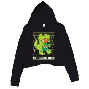 Official Santa Tester Dino Ugly Christmas Crop Fleece Hoodie