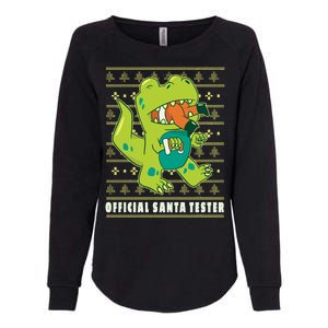 Official Santa Tester Dino Ugly Christmas Womens California Wash Sweatshirt