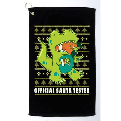 Official Santa Tester Dino Ugly Christmas Golf Towel