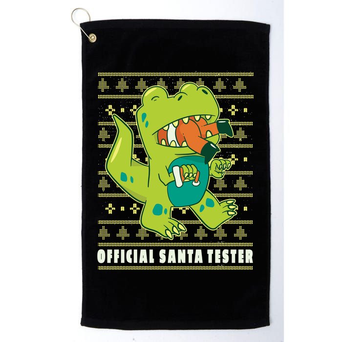 Official Santa Tester Dino Ugly Christmas Golf Towel