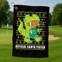 Official Santa Tester Dino Ugly Christmas Golf Towel