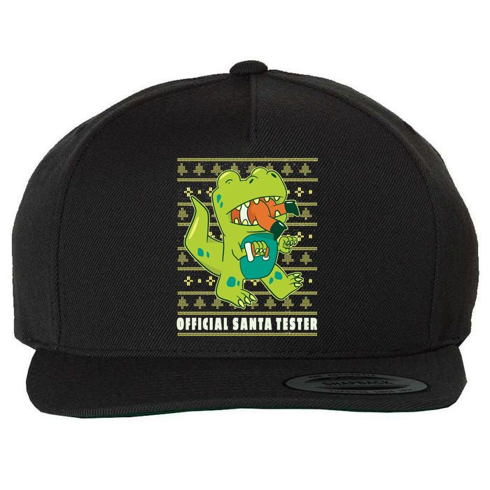 Official Santa Tester Dino Ugly Christmas Wool Snapback Cap