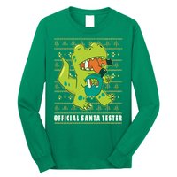 Official Santa Tester Dino Ugly Christmas Long Sleeve Shirt