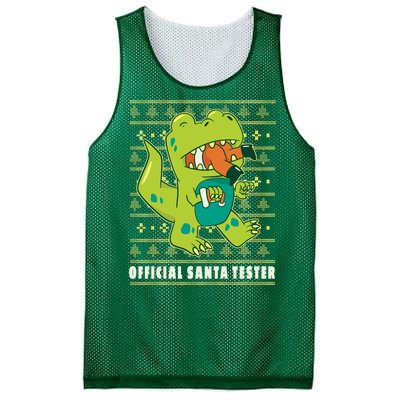 Official Santa Tester Dino Ugly Christmas Mesh Reversible Basketball Jersey Tank