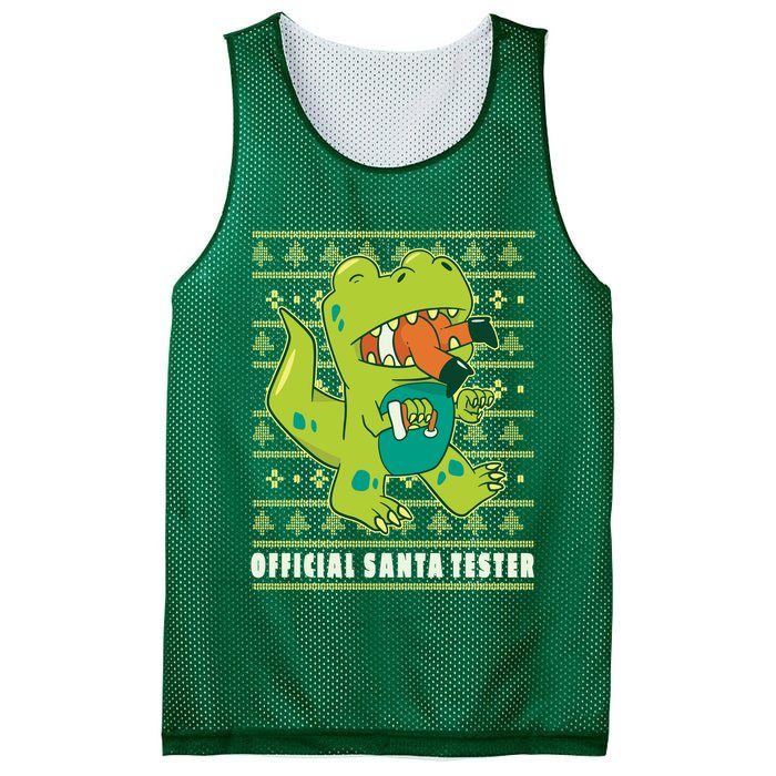 Official Santa Tester Dino Ugly Christmas Mesh Reversible Basketball Jersey Tank