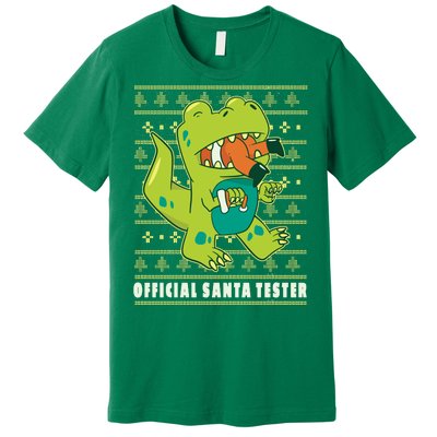 Official Santa Tester Dino Ugly Christmas Premium T-Shirt