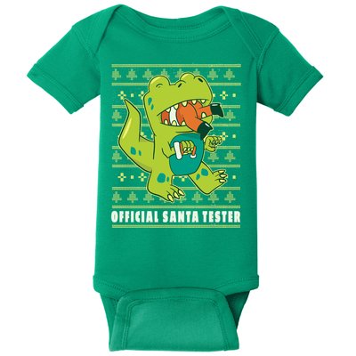Official Santa Tester Dino Ugly Christmas Baby Bodysuit