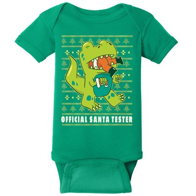 Official Santa Tester Dino Ugly Christmas Baby Bodysuit