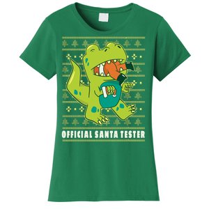 Official Santa Tester Dino Ugly Christmas Women's T-Shirt