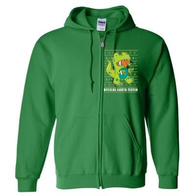 Official Santa Tester Dino Ugly Christmas Full Zip Hoodie