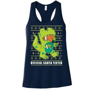 Official Santa Tester Dino Ugly Christmas Women's Racerback Tank