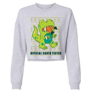 Official Santa Tester Dino Ugly Christmas Cropped Pullover Crew