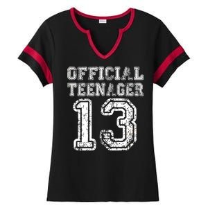 Official Teenager 13th Birthday Ladies Halftime Notch Neck Tee