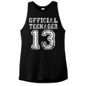 Official Teenager 13th Birthday Ladies PosiCharge Tri-Blend Wicking Tank