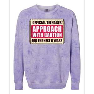 Official Teenager Approach With Caution Colorblast Crewneck Sweatshirt