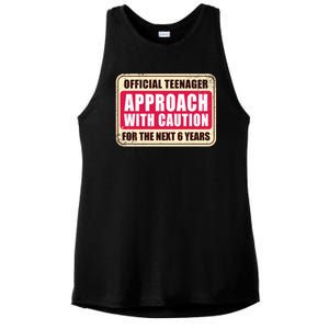 Official Teenager Approach With Caution Ladies PosiCharge Tri-Blend Wicking Tank