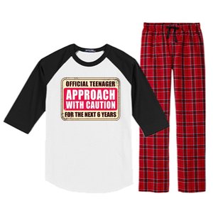 Official Teenager Approach With Caution Raglan Sleeve Pajama Set