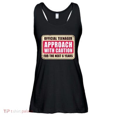 Official Teenager Approach With Caution Ladies Essential Flowy Tank
