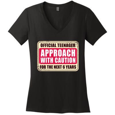 Official Teenager Approach With Caution Women's V-Neck T-Shirt