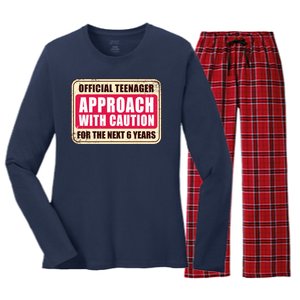 Official Teenager Approach With Caution Women's Long Sleeve Flannel Pajama Set 