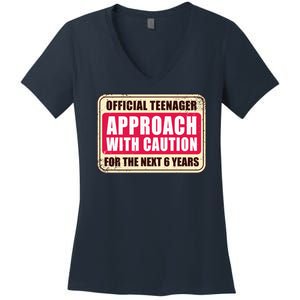 Official Teenager Approach With Caution Women's V-Neck T-Shirt