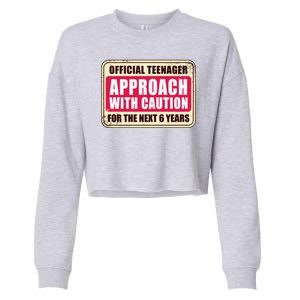 Official Teenager Approach With Caution Cropped Pullover Crew