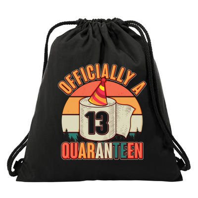 Officially A Quaranteen 13th Birthday Retro Drawstring Bag