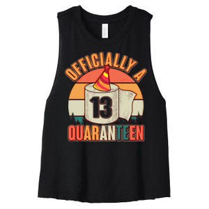 Officially A Quaranteen 13th Birthday Retro Women's Racerback Cropped Tank