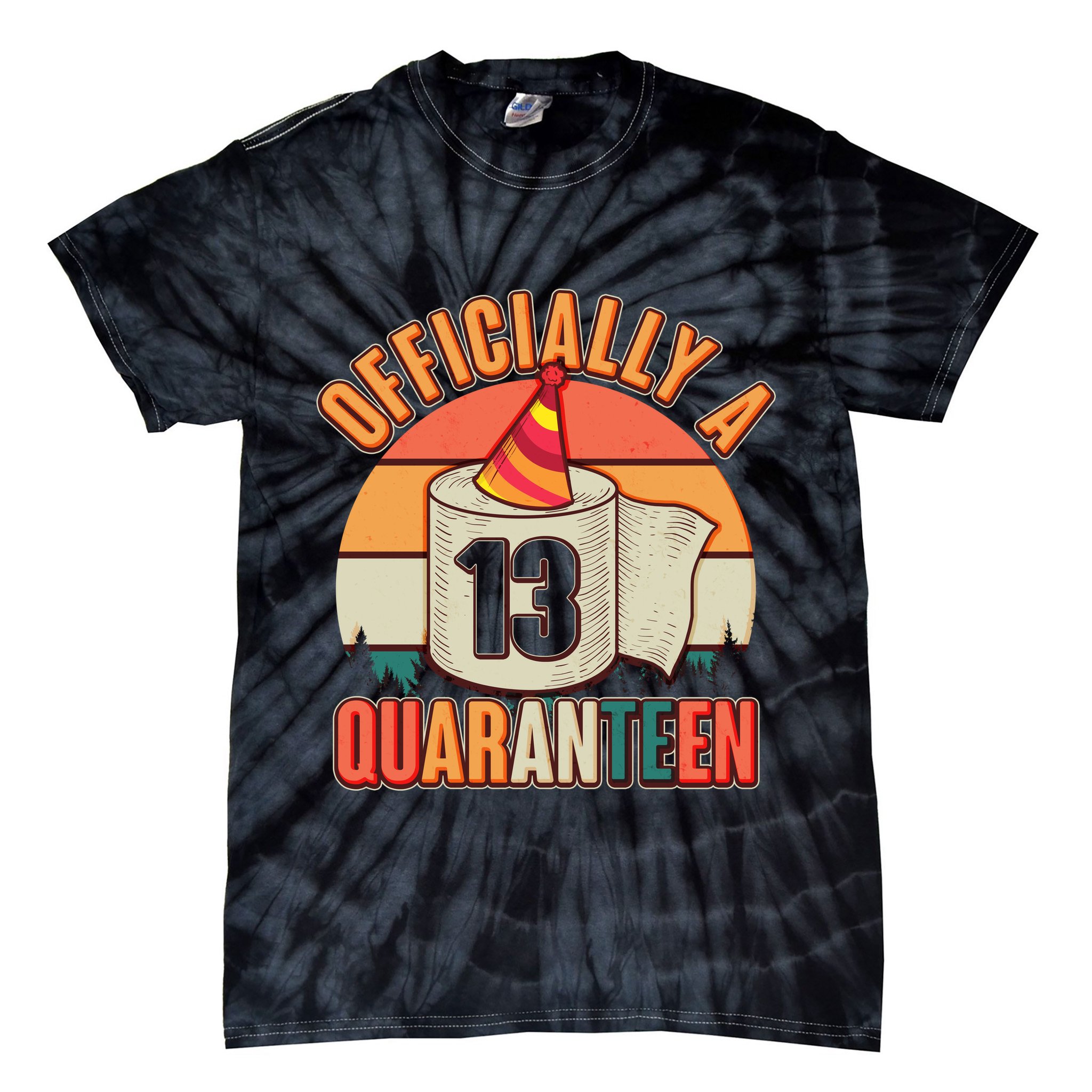 Officially A Quaranteen 13th Birthday Retro Tie-Dye T-Shirt