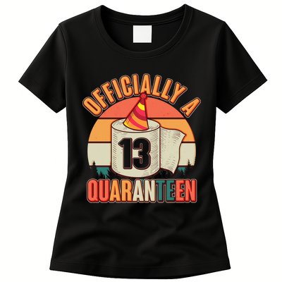 Officially A Quaranteen 13th Birthday Retro Womens T-Shirt