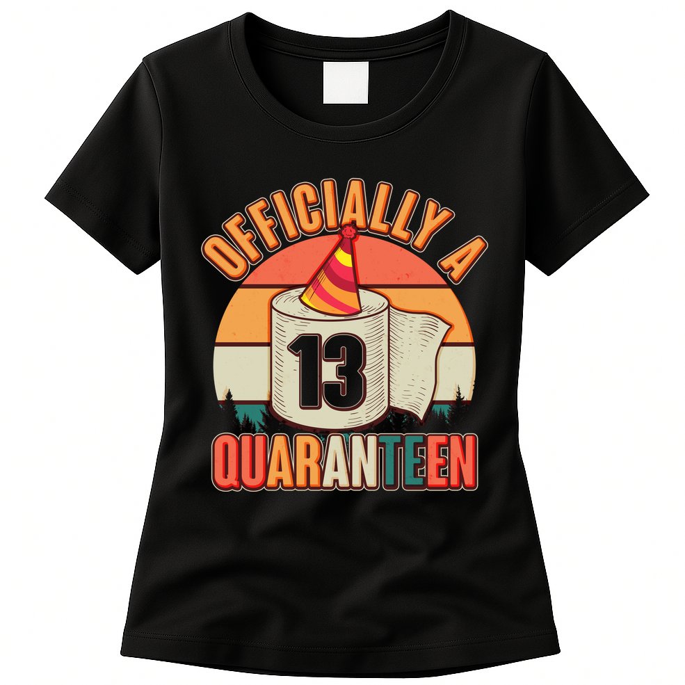 Officially A Quaranteen 13th Birthday Retro Womens T-Shirt