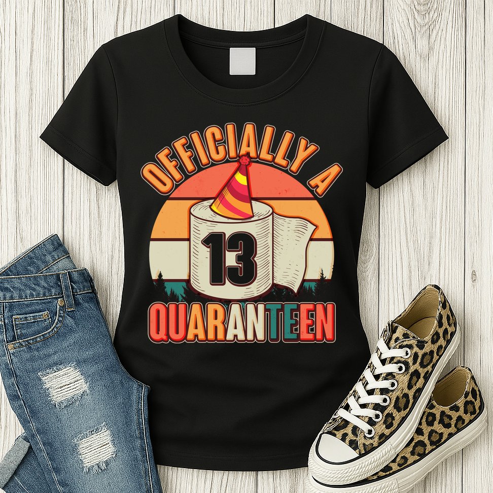 Officially A Quaranteen 13th Birthday Retro Womens T-Shirt