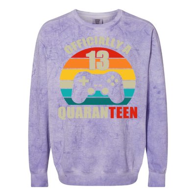 Officially Quaranteen 13th Birthday Colorblast Crewneck Sweatshirt