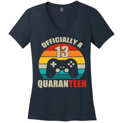 Officially Quaranteen 13th Birthday Women's V-Neck T-Shirt