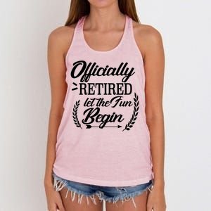 Officially Retired Let The Fun Begin Women's Knotted Racerback Tank