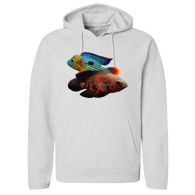 Oscar Fish Green Terror Cichlids Monster Fish Aquarium Performance Fleece Hoodie